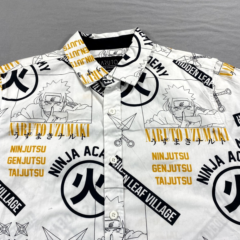 Naruto Shippuden Shirt Mens Small White Button Up Anime Manga Ninja Adult - Picture 3 of 9